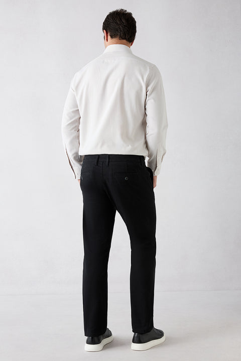 Black Regular Fit Standard Cut Side Pocket Canvas / Chino Trousers