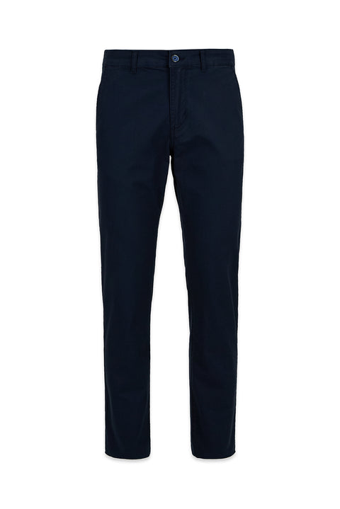 Mid-Navy Regular Fit Standard Cut Side Pocket Canvas / Chino Trousers