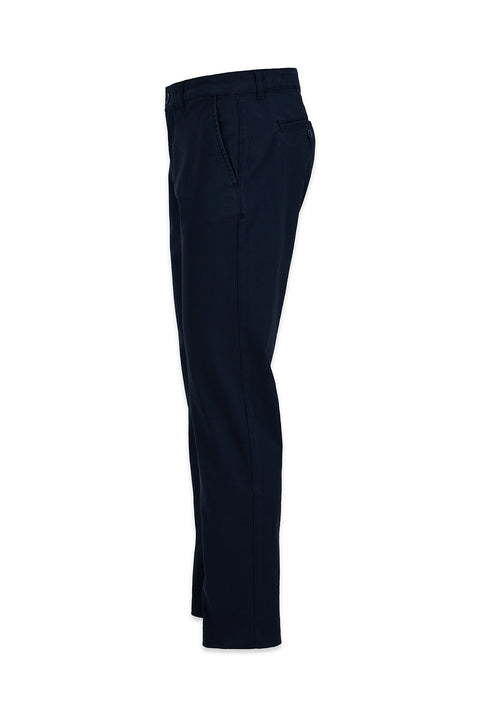 Mid-Navy Regular Fit Standard Cut Side Pocket Canvas / Chino Trousers
