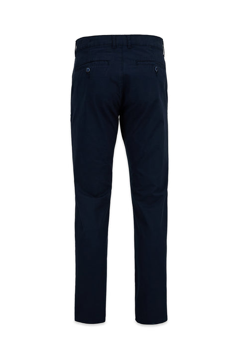 Mid-Navy Regular Fit Standard Cut Side Pocket Canvas / Chino Trousers