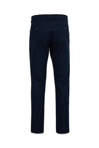  Orta Lacivert Slim Fit Dar Kesim Yan Cepli Kanvas / Chino Pantolon