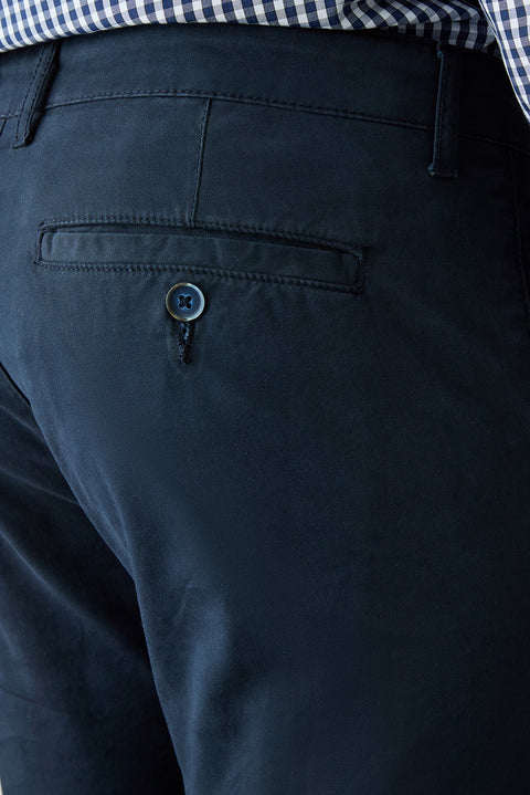 Orta Lacivert Slim Fit Dar Kesim Yan Cepli Kanvas / Chino Pantolon
