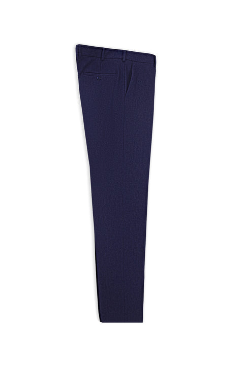 Medium Navy 6 Drop Regular Fit Standard Cut Wool Pleated Flannel Classic Fabric Trousers