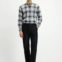Dark Anthracite 6 Drop Regular Fit Standard Cut Wool Pleated Flannel Classic Fabric Trousers