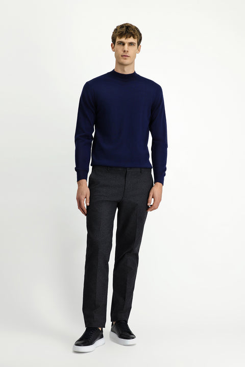 Black 7 Drop Slim Fit Patterned Flannel Classic Trousers