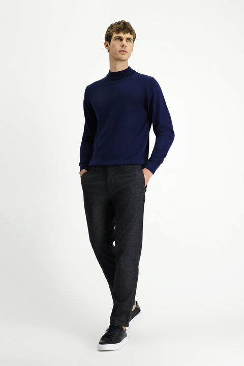 Black 7 Drop Slim Fit Patterned Flannel Classic Trousers