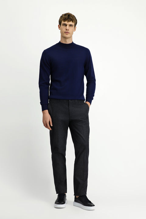 Black 7 Drop Slim Fit Patterned Flannel Classic Trousers