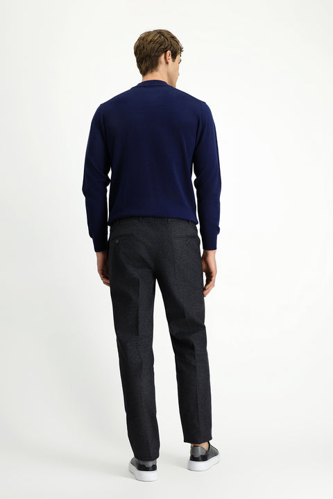 Black 7 Drop Slim Fit Patterned Flannel Classic Trousers