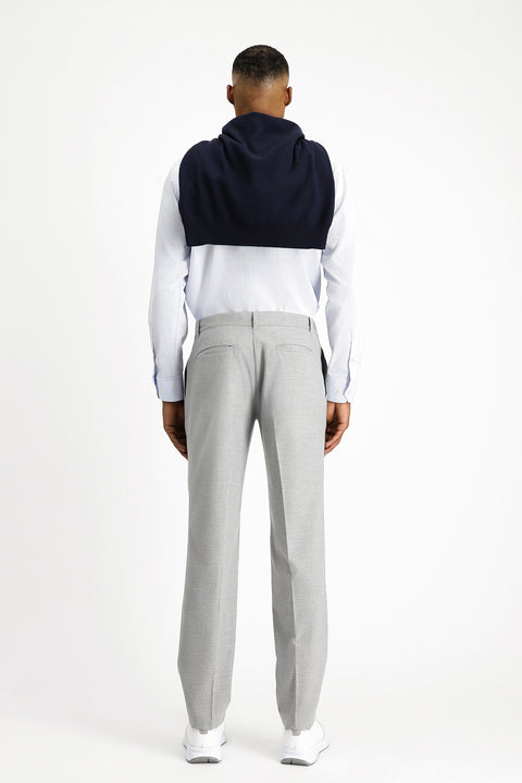 Light Grey 6 Drop Regular Fit Standard Cut Lycra Pleated Classic Fabric Trousers