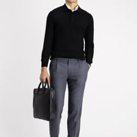 Medium Gray 6 Drop Regular Fit Standard Cut Lycra Pleated Classic Fabric Trousers