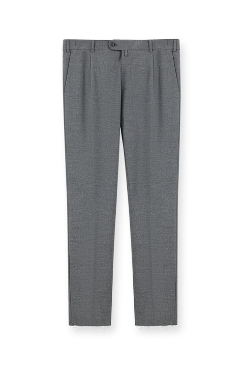Medium Gray 6 Drop Regular Fit Standard Cut Lycra Pleated Classic Fabric Trousers
