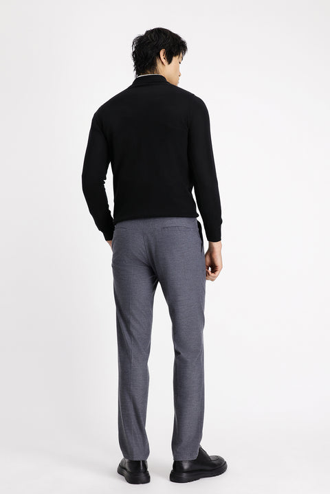 Orta Füme 7 Drop Slim Fit Dar Kesim Likralı Pileli Klasik Kumaş Pantolon