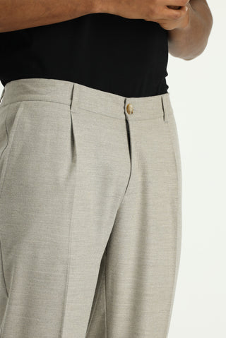  Açık Bej 7 Drop Slim Fit Dar Kesim Likralı Pileli Klasik Kumaş Pantolon