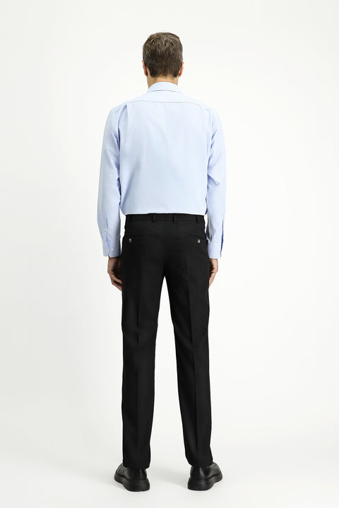 Dark Anthracite 6 Drop Regular Fit Standard Cut Lycra Pleated Classic Fabric Trousers