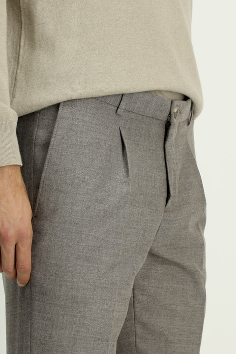 Medium Mink 6 Drop Regular Fit Standard Cut Lycra Pleated Classic Fabric Trousers