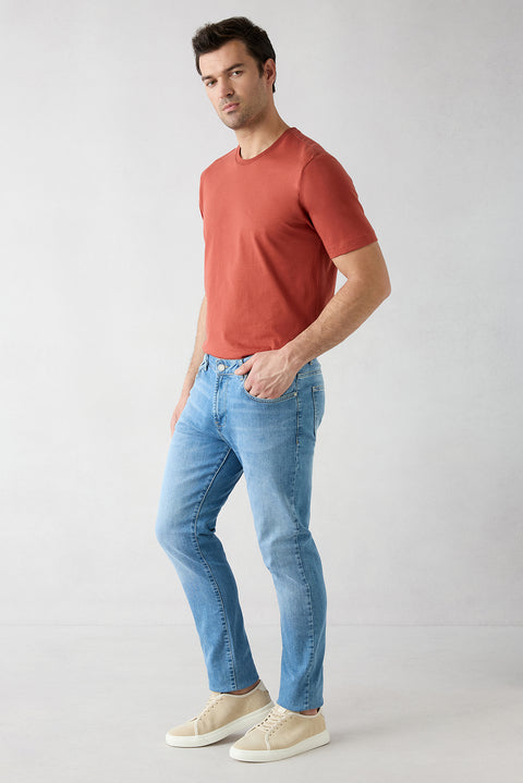 Light Blue Regular Fit Standard Cut Denim Pants