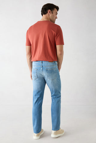  Uçuk Mavi Regular Fit Standart Kesim 5 Cep Pamuklu Likralı Denim Pantolon