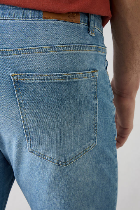 Light Blue Regular Fit Standard Cut Denim Pants