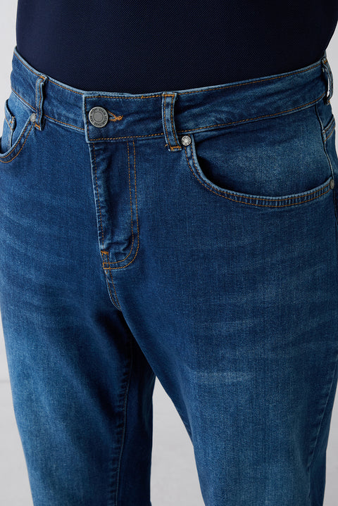 Koyu Mavi  Relaxed Fit Rahat Kesim 5 Cep Pamuklu Denim Pantolon