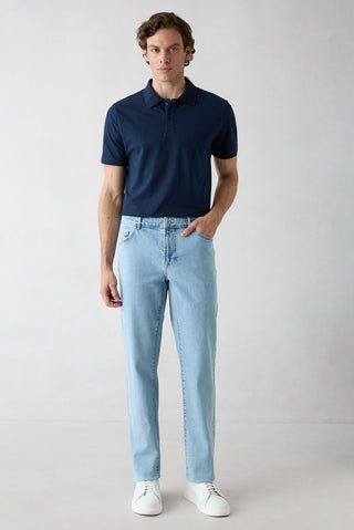 Uçuk Mavi Regular Fit Standart Kesim 5 Cep Pamuklu Denim Pantolon