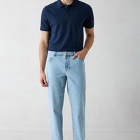 Uçuk Mavi Relaxed Fit Rahat Kesim 5 Cep Pamuklu Denim Pantolon