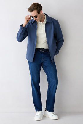 Dark Navy Regular Fit Standard Cut 5 Pocket Lyocell Blend Denim Trousers