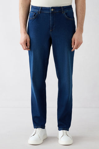  Koyu Lacivert Regular Fit Standart Kesim 5 Cep Lyocell Karışımlı Denim Pantolon