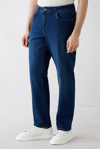  Koyu Lacivert Regular Fit Standart Kesim 5 Cep Lyocell Karışımlı Denim Pantolon