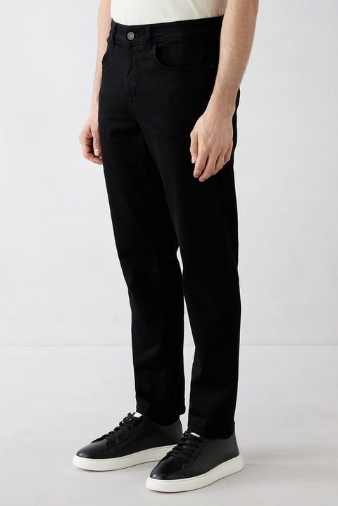 Black Relaxed Fit 5-Pocket Denim Pants