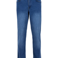 Light Blue Regular Fit Plain Cotton Denim Trousers