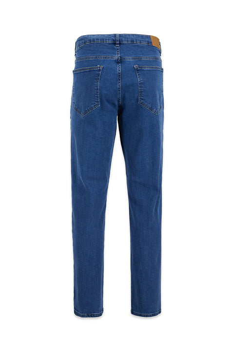 Light Blue Regular Fit Plain Cotton Denim Trousers