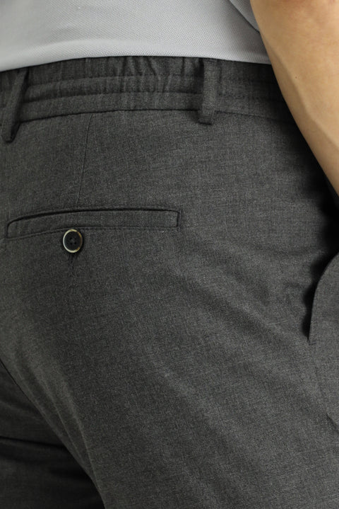 Koyu Füme Regular Fit Standart Kesim Beli Lastikli İpli Likralı Pantolon