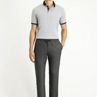 Dark Anthracite Relaxed Fit Comfortable Cut Elasticated Waist Drawstring Lycra Trousers