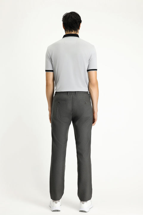 Dark Anthracite Relaxed Fit Comfortable Cut Elasticated Waist Drawstring Lycra Trousers