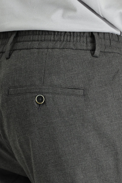 Dark Charcoal Relaxed Fit Drawstring Waistband Trousers