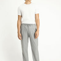 Light Gray Regular Fit Standard Cut Elasticated Waist Drawstring Pleated Sports Trousers