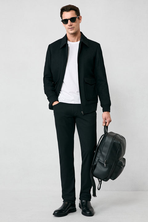 Black Regular Fit Standard Cut Canvas / Chino Trousers