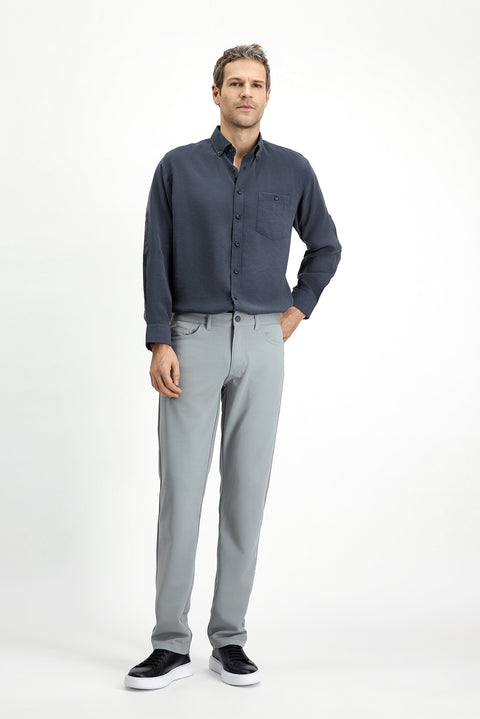 Medium Grey Relaxed Fit Canvas / Chino Trousers