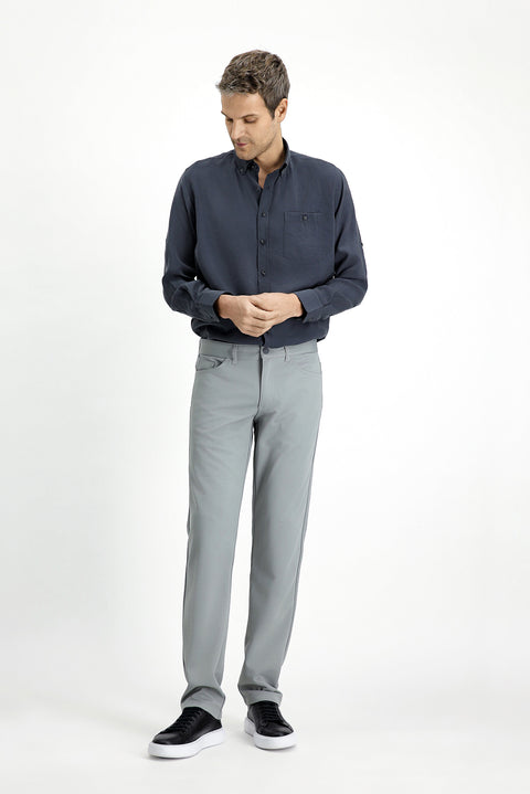 Mid Gray Regular Fit Standard Cut Canvas / Chino Trousers