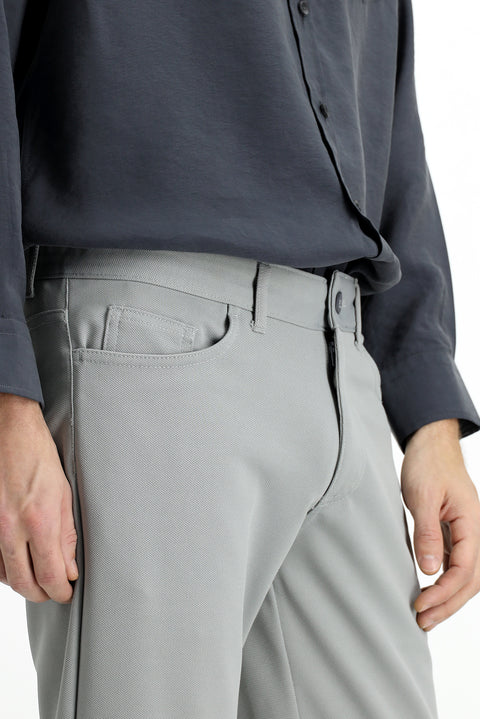 Mid Gray Regular Fit Standard Cut Canvas / Chino Trousers