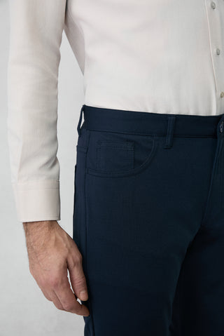 Koyu Lacivert Relaxed Fit Rahat Kesim Kanvas / Chino Pantolon
