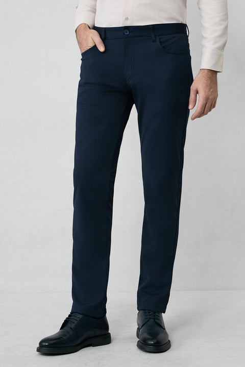 Dark Navy Relaxed Fit Canvas / Chino Trousers