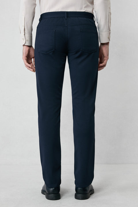 Dark Navy Regular Fit Standard Cut Canvas / Chino Trousers