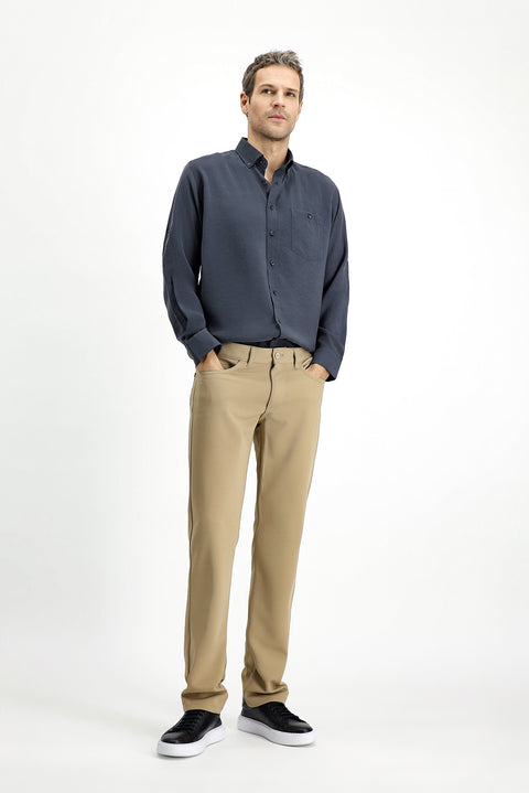 Light Beige Relaxed Fit Canvas / Chino Trousers