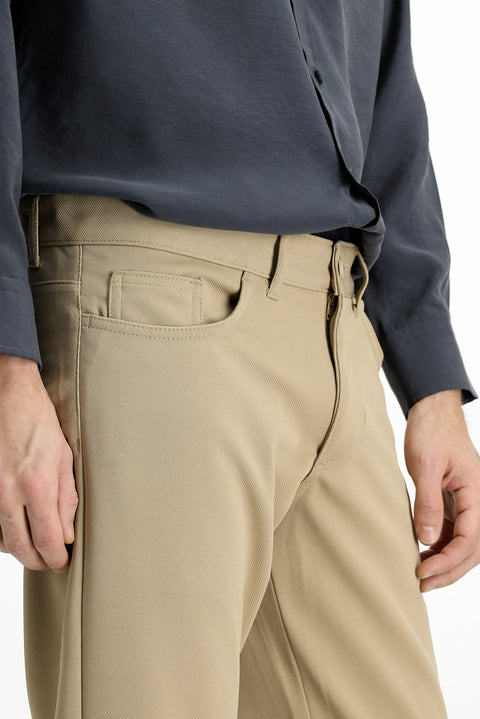 Light Beige Regular Fit Standard Cut Canvas / Chino Trousers