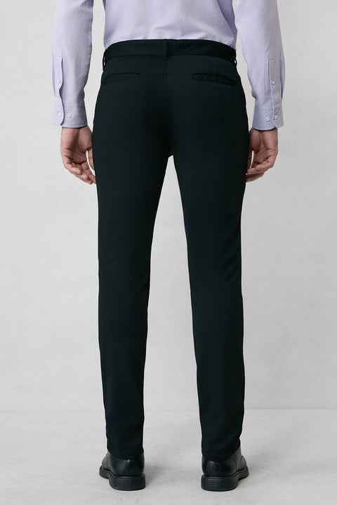 Black Super Slim Fit Extra Narrow Cut 4-Season Flexible Chino Sport Trousers