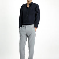 Mid-Gray Regular Fit Standard Cut 4-Season Stretchy Chino Casual Pants