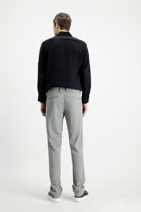 Mid-Gray Regular Fit Standard Cut 4-Season Stretchy Chino Casual Pants