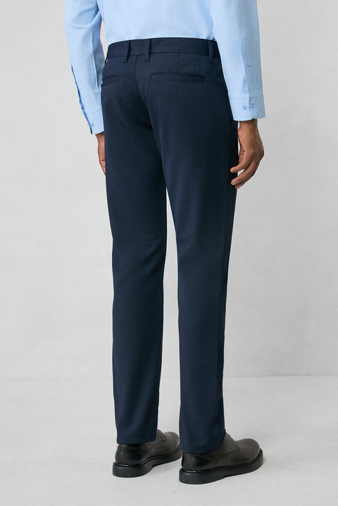 Dark Navy Regular Fit Standard Cut 4-Season Flexible Chino Sports Trousers