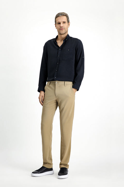 Light Beige Slim Fit Narrow Cut Four-Season Flexible Chino Sport Trousers
